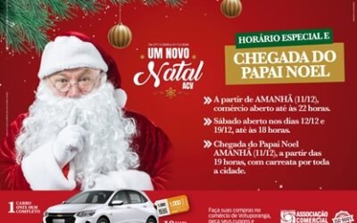 Chegada do Papai Noel marca abertura do comércio em horário especial, nesta sexta-feira