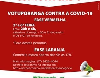 Comunicado – Decreto Fase Vermelha